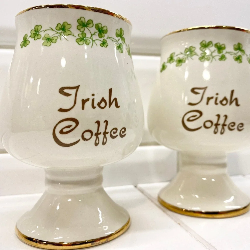 Vintage Carrigcraft Ceramic Irish Coffee Cup, Shamrock St Patrick's Day‎ Decor